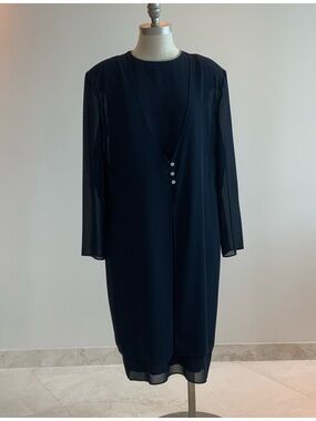 Classic After Dark Black Sleeveless Sheath Dress w/Top- Elegant and comfy sz 14